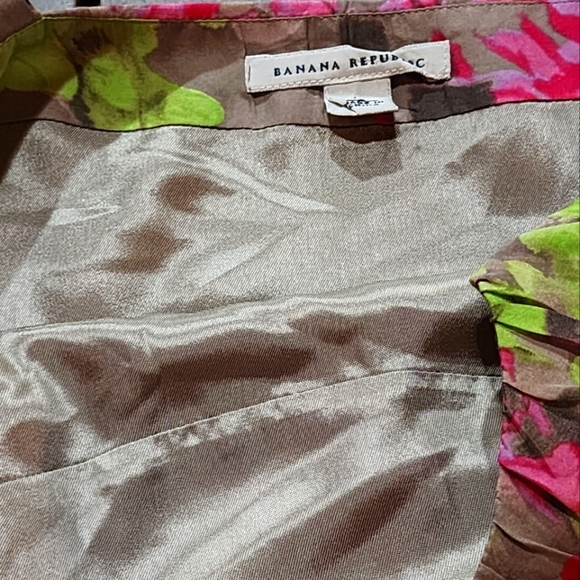 Banana Republic Silk Cotton Floral Dress Pink Green Sleeveless Size 8 - Picture 7 of 10